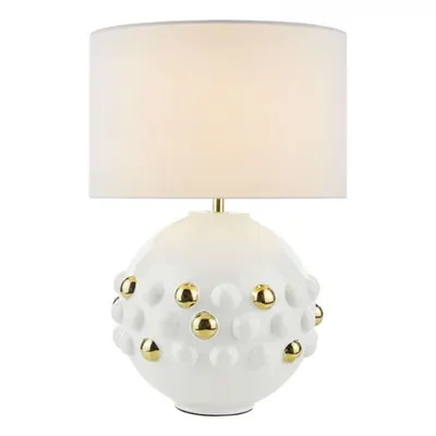 Veioza Sphere Table Lamp Gloss White & Gold With Shade