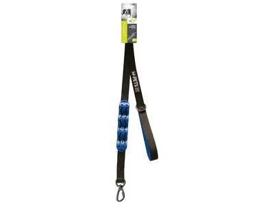 Lesa cu amortizor, neagră și albastră, din poliester, lungime 120 cm, lățime 2.5 cm
