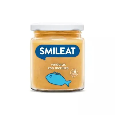 Piure Bio de legume cu merluciu si ulei de masline +6 luni, 230 g – Smileat
