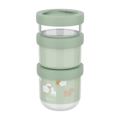 Cutii de gustări pentru copii verde-deschis 3 buc. din plastic Little Farm by Little Dutch – Mepal