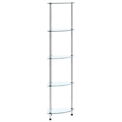 Gossi raft cu 5 niveluri transparent, 30x30x130 cm, sticla securizata