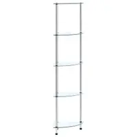 Gossi raft cu 5 niveluri transparent, 30x30x130 cm, sticla securizata