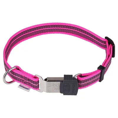 Zgarda nailon Sprenger neon reflectorizanta - 30 - 45 cm - Roz Neon