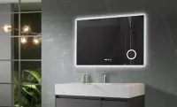 Oglinda baie cu iluminare LED 3 culori, intrerupator Touch, ceas, lupa, functie dezaburire, 120x80 cm Belform Atlantis