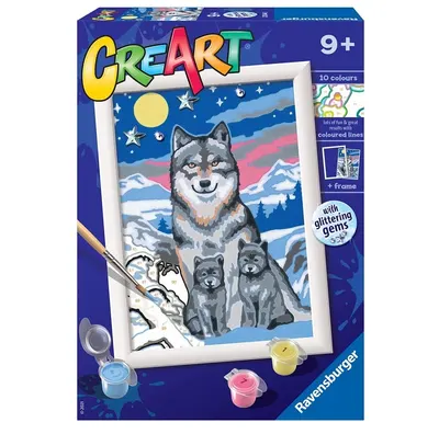 Set creativ pictura pe numere Ravensburger Familie de Lupi