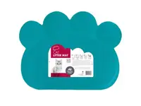 Covoras pentru litiera pentru pisici, forma labuta, M-PETS, turcoaz, 60x45 cm