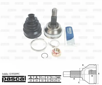 Cap Planetara Spre Roata (25z 25z 52mm; Abs:44) Alfa Romeo 145, 146, 155, 164, Gtv, Spider; Fiat Barchetta, Brava, Bravo I, Coupe, Croma, Punto, Tempra, Tipo; Lancia Dedra, Delta I 1.4-2.5d Intre 1985