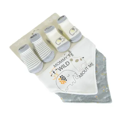 Set nou nascut cu 2 bavete si 2 perechi de sosete Cangaroo Tummy Albastru