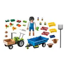 Masina - Tractor cu remorca si muncitor
