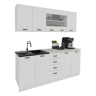 Bucatarie Riga, Alb, L 200 cm