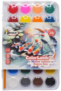 Acuarele B-Max Color Lands - 28 culori, cu pensulă
