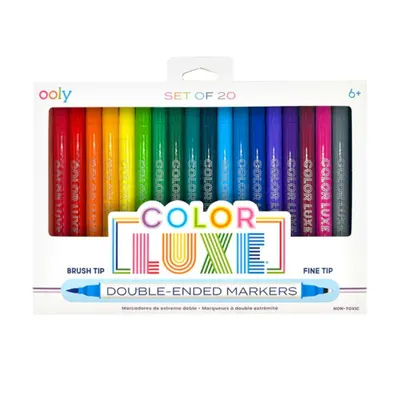 Carioci 2 in 1 cu pensula si varf fin, Nice, Color Luxe, 20 culori
