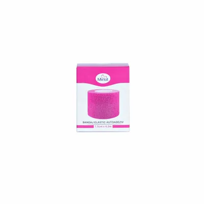 Bandaj elastic autoadeziv Minut roz 7.5 cm x 4.5 m