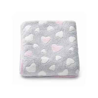 Paturica bebe, New Baby, 80x90 cm, Pufoasa, Pink Heart
