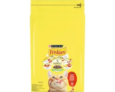 Hrana uscata pentru pisici Friskies Adult cu vita pui 1,5 kg