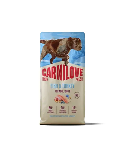 Hrană câini cu pește și curcan CARNILOVE True Fresh Dog Fish and Turkey Adult 12 kg