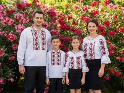 Set Familie Traditionala 395 Camasi traditionale cu broderie