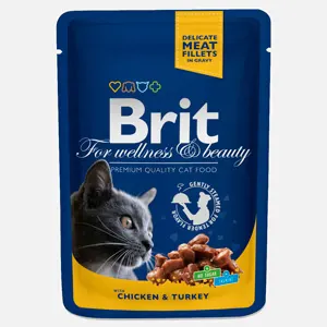 Brit Premium plic hrana umeda pisici, Carne de pui şi curcan, 100g 100g