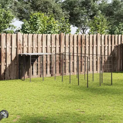 vidaXL Padoc pentru câini, negru, 8,47 m², oțel