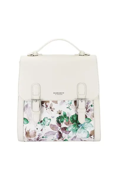 Rucsac albastru deschis cu imprimeu floral DHJ731-3 M11 17284 - Crem