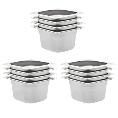 vidaXL Recipiente Gastronorm 12 buc. GN 1/6 100 mm oțel inoxidabil