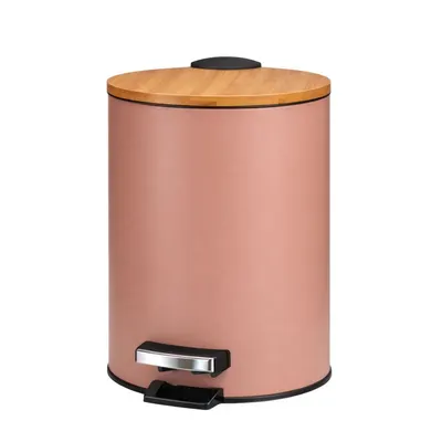 Coș de gunoi, cu pedală, capacitate 3l, culoarea roz pudrat, 17x24 cm