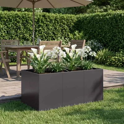 vidaXL Vază pentru Grădină Negru 120 x 80 x 60 cm Oțel laminat la rece