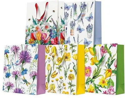 Pungă de cadou PAW - Flowers, 20 x 25 x 10 cm, assortiment
