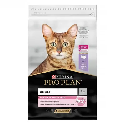 Purina Pro Plan Delicate Digestion, curcan, hrana uscata pentru pisici adulte cu sensibilitati digestive, 1.5 kg