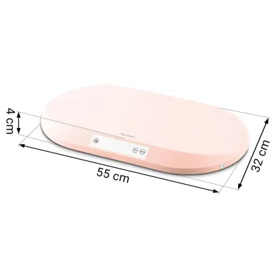 Cantar electronic pentru copii Nukido Pink cu unitati de masura multiple, ecran LCD, capacitate maxima 40 kg, functie Hold, indicator baterie descarcata, Banda de masurare incorporata, dimensiune 55x42x5 cm