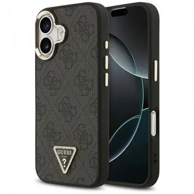 Husa MagSafe pentru Apple iPhone 17, Guess, 4G Triangle Diamond Logo, Neagra