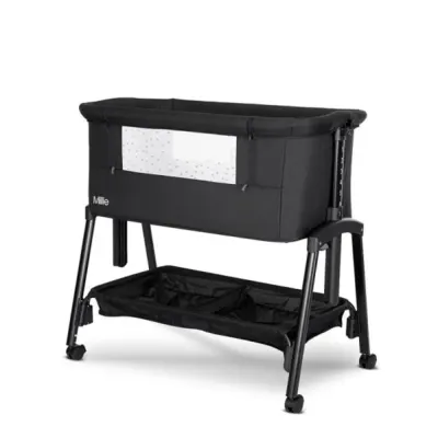Patut Co Sleeper, Lorelli Millie, inaltime reglabila 7 pozitii, sistem antireflux, plasa de tantari, saltea inclusa, Black