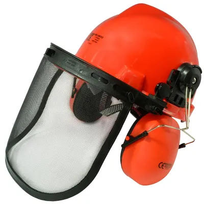 Set de protecție Premium - Cască cu căști antifonice și vizieră, portocaliu