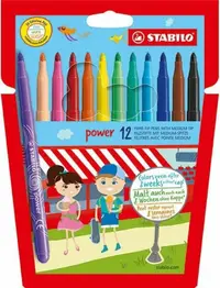 Pixuri cu pâslă Stabilo Power - 12 culori