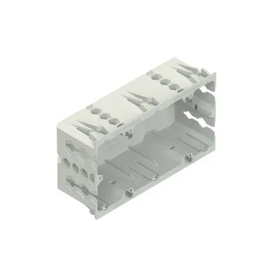 Cutie incorporata pentru dispozitiv, dubla din plastic ignifug, auto-stingator, cu blocare frontala, pre-asamblata, constand din stanga (1) dreapta (2) si modul de extensie (3) GDM 50-2 VW
