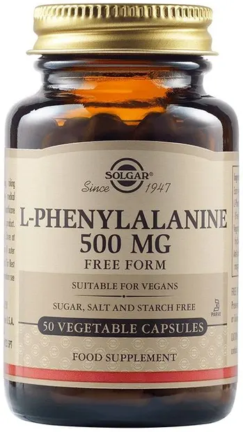 L-Phenylalanine, 500 mg, 50 capsule vegetale, Solgar