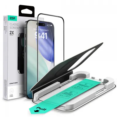 Folie de protectie Ecran ESR UltraFit pentru Apple iPhone 17 Pro Max, Sticla Securizata, Full Glue, Neagra