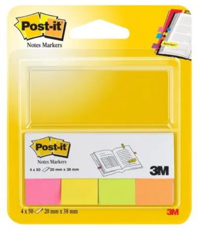 Indici autoadezivi Post-it 670-4 - Mix neon, 2 х 3.8 cm