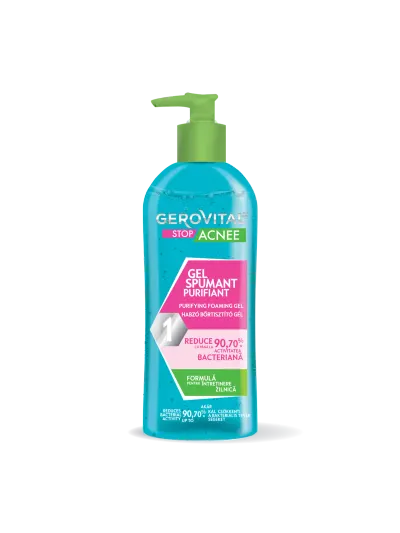 Gel De Curățare Spumant Cu Acid Salicilic Pentru Ten Mixt, Gras, Acneic, Gerovital Stop Acnee, 150 Ml