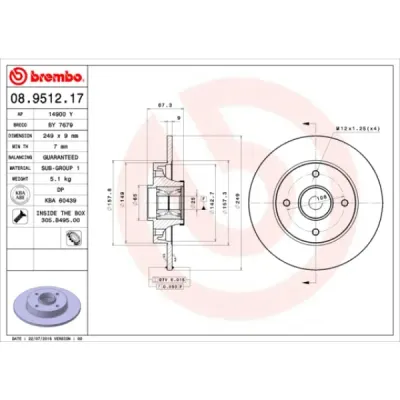 Disc frana BREMBO 08.9512.17