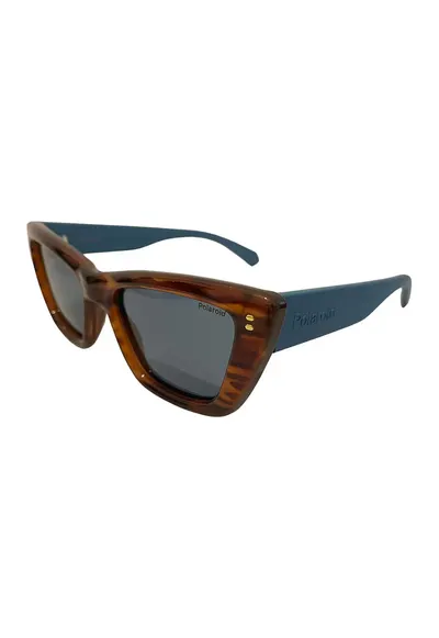 Ochelari de soare cat-eye cu lentile polarizate - Maro cognac/Albastru petrol