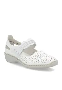 Pantofi albi cu velcro de damă Rieker 41399-80