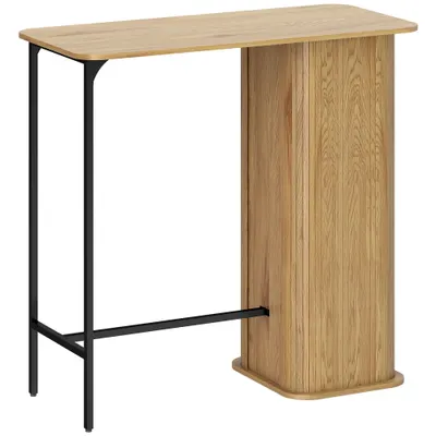 HOMCOM Masă Înaltă, Masă de Bar cu 3 Rafturi de Depozitare și Picioare Metalice, 112x50x106 cm, Lemn Natural | Aosom Romania