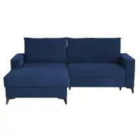 Coltar extensibil FREDERIC, cu arcuri si lada depozitare, colt stanga, albastru, 235x160x95 cm