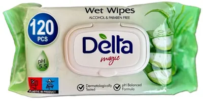Șervețele umede Delta Magic - Aloe vera, 120 buc