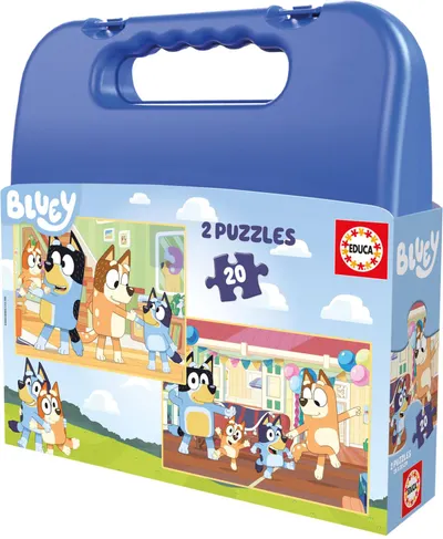 Puzzle pentru copii într-o valiză Educa din 2 х 20 piese - Bluey
