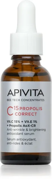 Apivita Bee Tech ser antioxidant iluminator cu vitamina C si propolis C15 Propolis Correct Serum 30ml