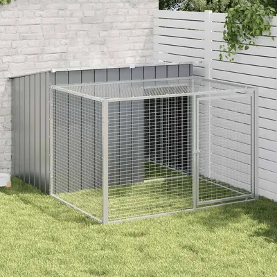 vidaXL Cușcă pentru câini cu împrejmuire, antracit, 153x194x110 cm, oțel galvanizat