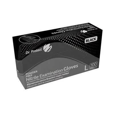Manusi examinare nitril negre nepudrate marimea S Dr.Protect