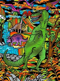 Tablou de colorat ColorVelvet - Dinozauri, 47 x 35 cm